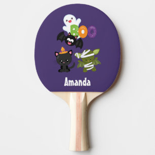 Raquete De Ping Pong Gato de Halloween, Bat, Mamã e Fantasma