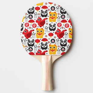 Raquete De Ping Pong Gato, dragão, e panda afortunados de China