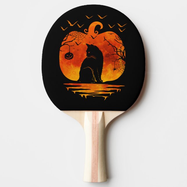 RAQUETE DE PING PONG GATO HALLOWECOSTUME COSTUME BOVINOS LOVER CINZAS (Frente)
