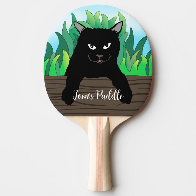 Raquete De Ping Pong Gato Negro (Frente)