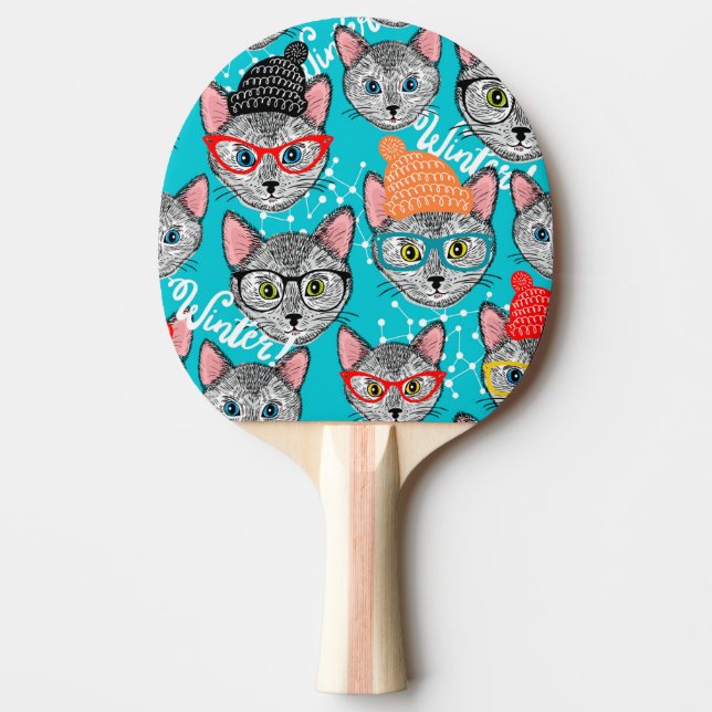 Raquete De Ping Pong Gato no chapéu (Frente)