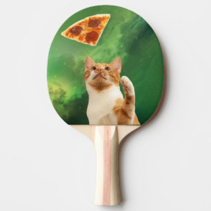 Raquete De Ping Pong Gato no Espaço Pizza Pepperoni Engraçado Fofo Nebu