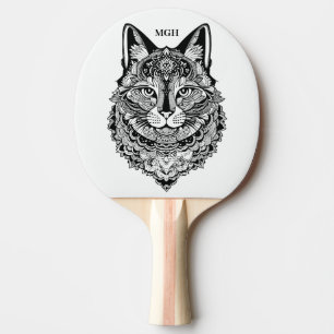 Raquete De Ping Pong Gato Ornamental Monograma Personalizado