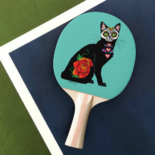 Raquete De Ping Pong Gato Preto do Câncer
