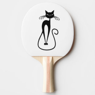 Raquete De Ping Pong Gato preto magro e caprichoso