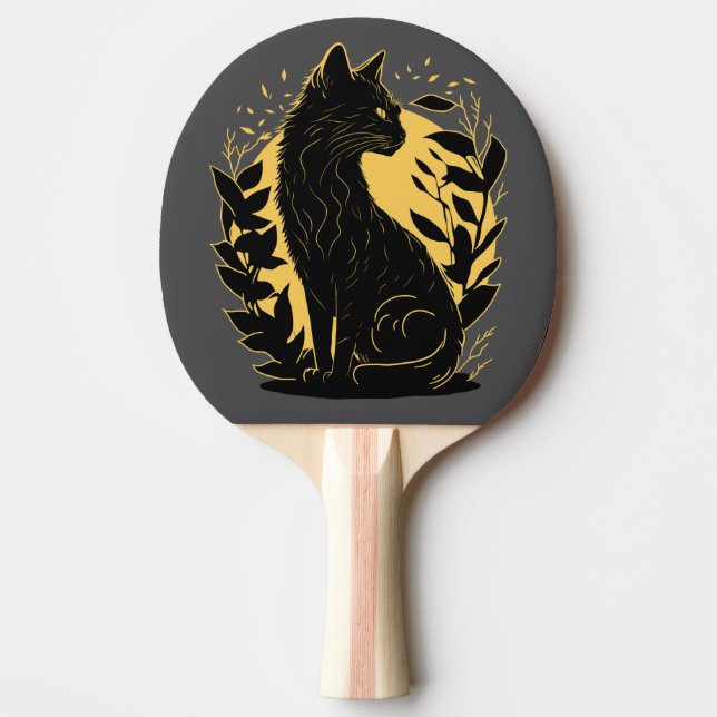 Raquete De Ping Pong Gato Sentado (Frente)