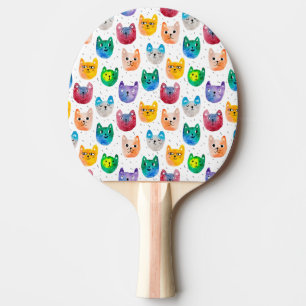 Raquete De Ping Pong Gatos com aquarelas e amigos