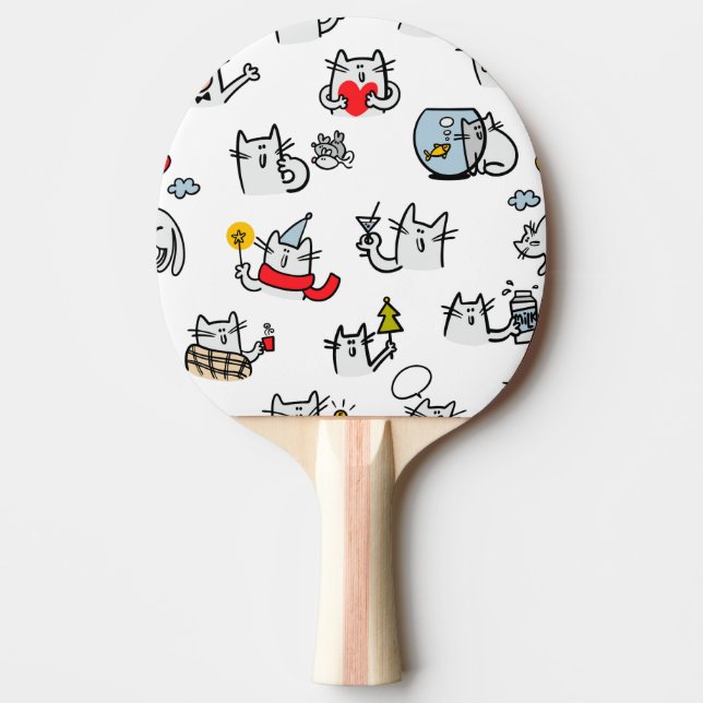 Raquete De Ping Pong Gatos engraçados, leite e magia. (Frente)