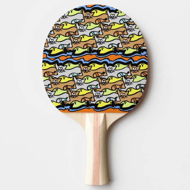 Raquete De Ping Pong Gatos Gráficos e Pino Pong Pong Ping de Peixe (Frente)
