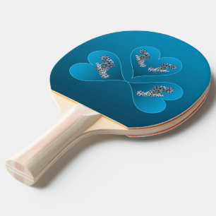 Raquete De Ping Pong Gêmeos Grouper - Ilustração de Três Corações Azuis