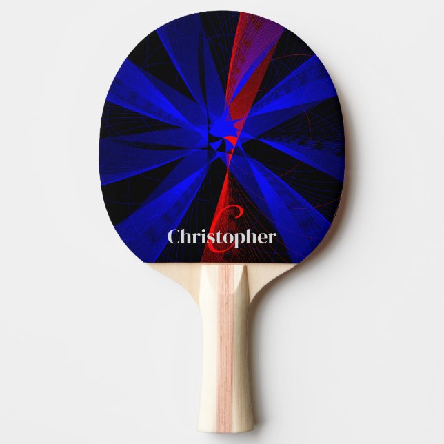 Raquete de Ping Pong Geométrica Abstrata Mirtilo (Frente)