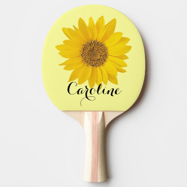 Raquete De Ping Pong Girassol Amarelo com nome personalizado (Frente)