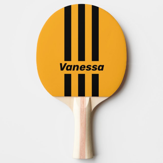 Raquete De Ping Pong Girassol Retro Buzz Três Listras com Nome (Frente)