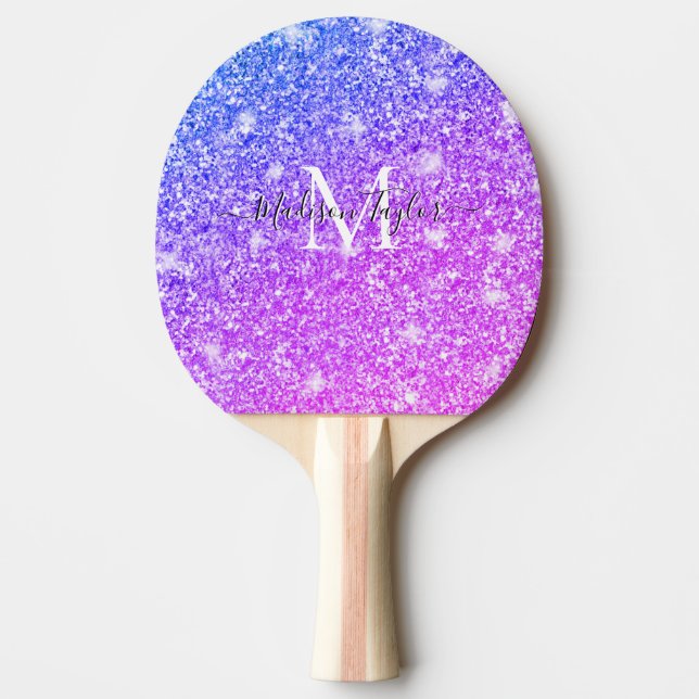 Raquete De Ping Pong Giry Purple e Pink Glitter Monographic Name (Frente)