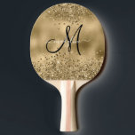 Raquete De Ping Pong Glitters Dourados Chic - Nome do Monograma<br><div class="desc">Glitters Dourados Chic - Nome do Monograma</div>