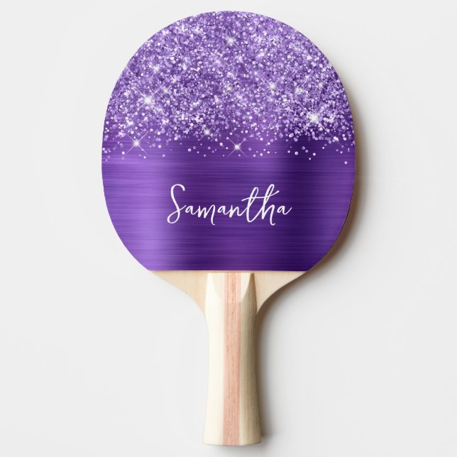Raquete De Ping Pong Glittery Purple Ametyst Glam Name (Frente)