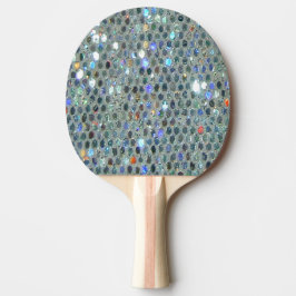 Raquete De Ping Pong Glitzy Sparkly Silver Glitter Bling