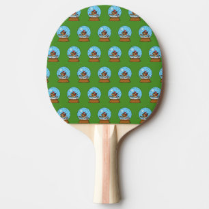 Raquete De Ping Pong Globo de Neve com Jogador de Esparto Bonito