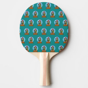 Raquete De Ping Pong Globo de Neve com Santa Claus Owl