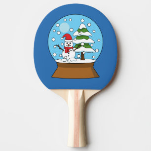Raquete De Ping Pong Globo de Neve com Snowman e Pine Tree