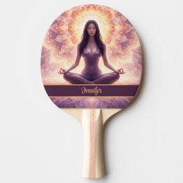Raquete De Ping Pong Glowing Mandala Meditation Woman Custom Name