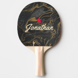 Raquete De Ping Pong Gold Black Marble Swirl Vintage Star Signature