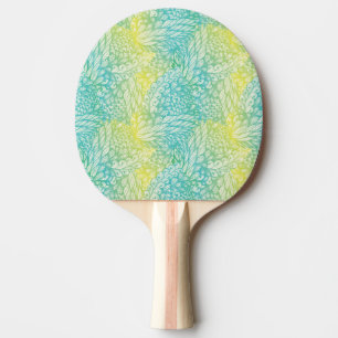 Raquete De Ping Pong Gradação Amarela E Azul Da Vintagem Floral