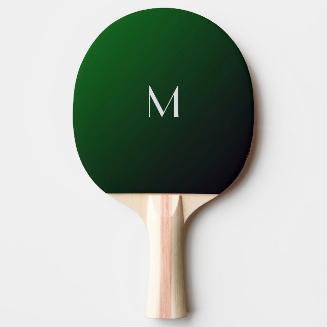 Raquete De Ping Pong Gradiente Verde Esmeralda - monograma ousado (Frente)