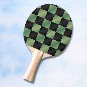Raquete De Ping Pong Gradiente Xadrez Preto Verde Oliva Moderno
