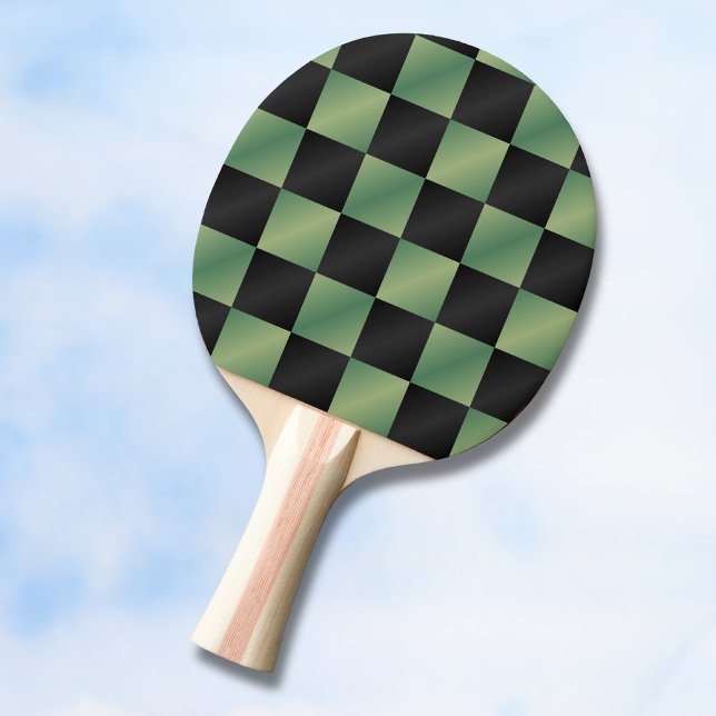 Raquete De Ping Pong Gradiente Xadrez Preto Verde Oliva Moderno  (Criador carregado)