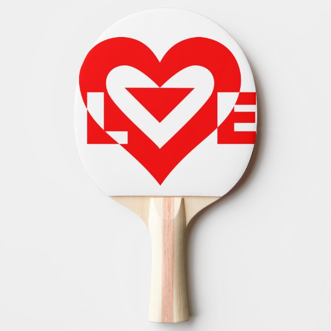 Raquete De Ping Pong Gráfico de Amor legal, Vermelho (Frente)