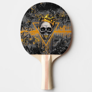 Raquete De Ping Pong Grafite do Rei do Crânio Negro e Dourado
