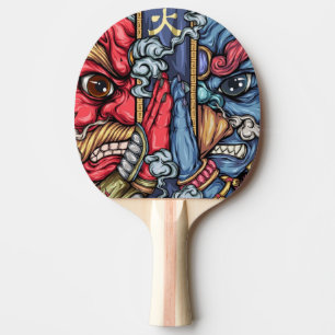 Raquete De Ping Pong Grafite maluco do dragão Samurai no Japão