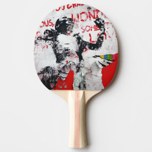 Raquete De Ping Pong Grafite vermelho e branco desbotado com lápis afri