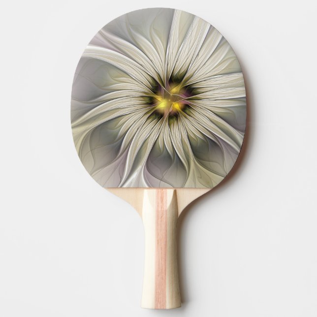 Raquete De Ping Pong Grande Flor de Marfim, Abstrato Moderna Arte Fract (Frente)
