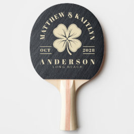 Raquete De Ping Pong Granito Escuro Liso Irlandês Clover Brasão de Casa