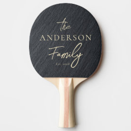 Raquete De Ping Pong Granito Escuro Liso Nome da Família Escrito à Mão