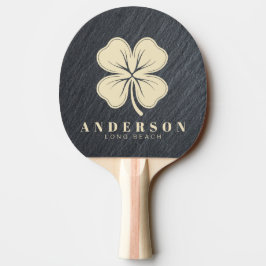 Raquete De Ping Pong Granito Escuro Liso Trevo de Quatro Folhas com Nom