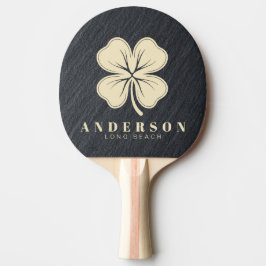Raquete De Ping Pong Granito Escuro Liso Trevo de Quatro Folhas com Nom