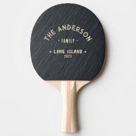 Raquete De Ping Pong Granito Escuro Liso Vintage Nome da Família à Beir