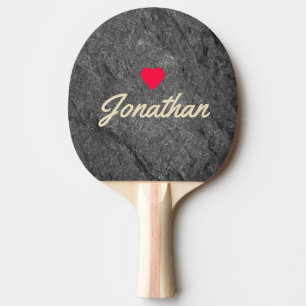 Raquete De Ping Pong Granito Escuro Moderno Pedra Antiga Assinatura Cor