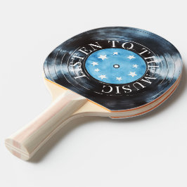 Raquete De Ping Pong Gravação de Música Azul Aqua Preta