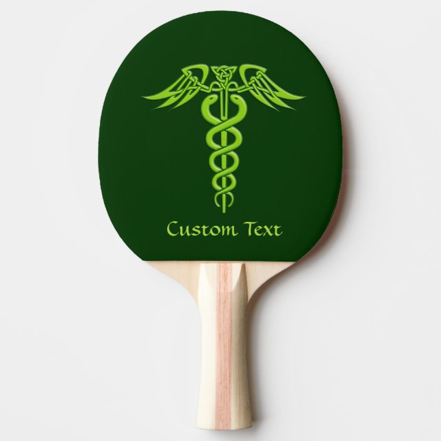 Raquete De Ping Pong Green Celtic Knot Caduceus (Frente)