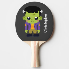 Raquete De Ping Pong Green Frankenstein Monster Halloween