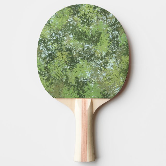 Raquete De Ping Pong Green Leaf Trees With Blue Sky Peaking Through Art (Frente)
