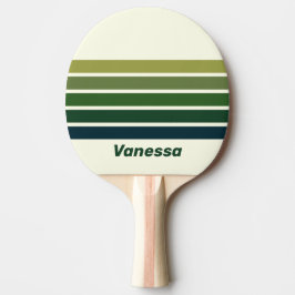 Raquete De Ping Pong Green Retro Five Across Striping with Name