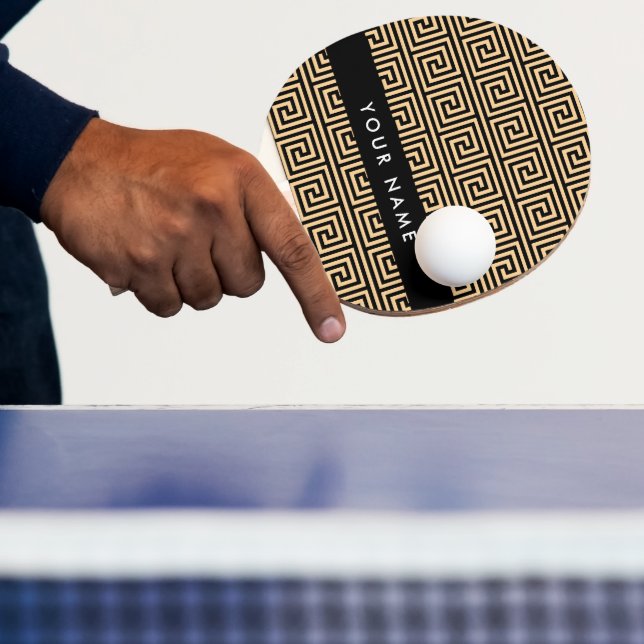 Raquete De Ping Pong Grego Meander Key Brown, Seu Nome Personalizar (Insitu)