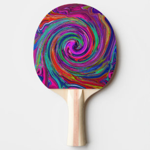 Raquete De Ping Pong Groovy Abstrato Retro Magenta Escuro Redemoinho Ar