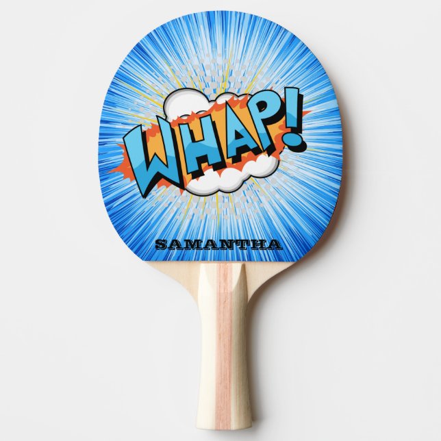 Raquete De Ping Pong Groovy Blue Whap! Paddle Personalizado Super Herói (Frente)