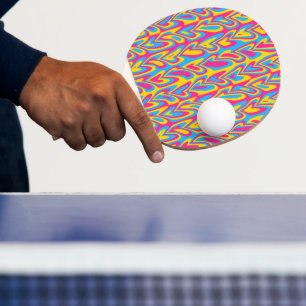 Raquete De Ping Pong Groovy Trippy Squiggly Quirky Pansexual Pride